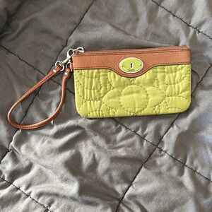 Fossil Green and Brown Wristlet